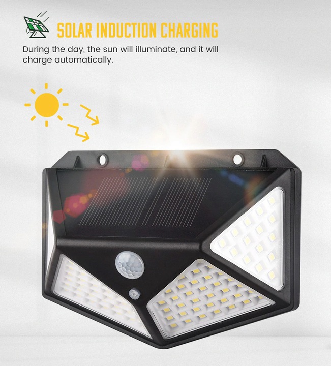 Вуличний світильник Solar Motion 100 LED з датчиком руху і сонячною батареєю 