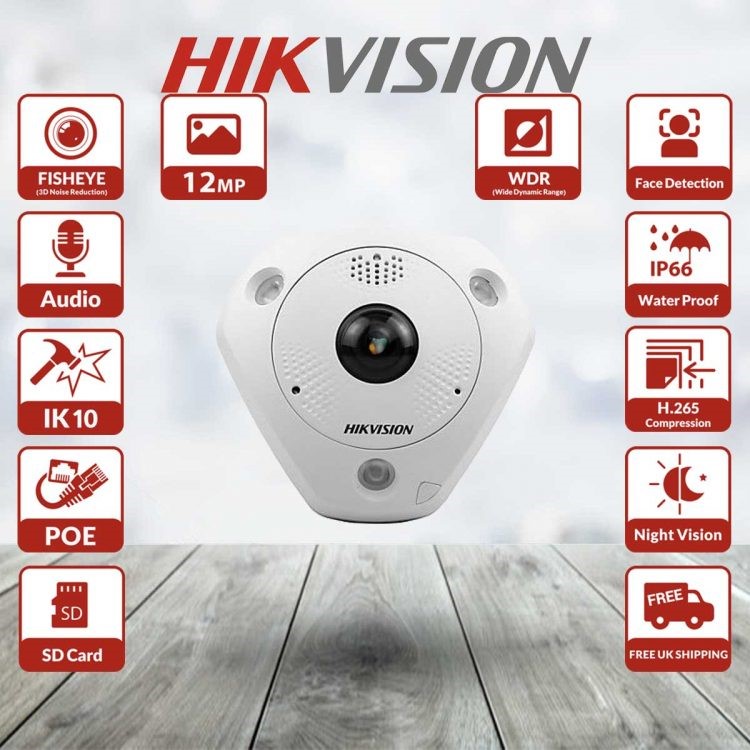  12 Mп IP FishEye камера відеоспостереження Hikvision DS-2CD63C5G0-IVS (1.29 мм) 