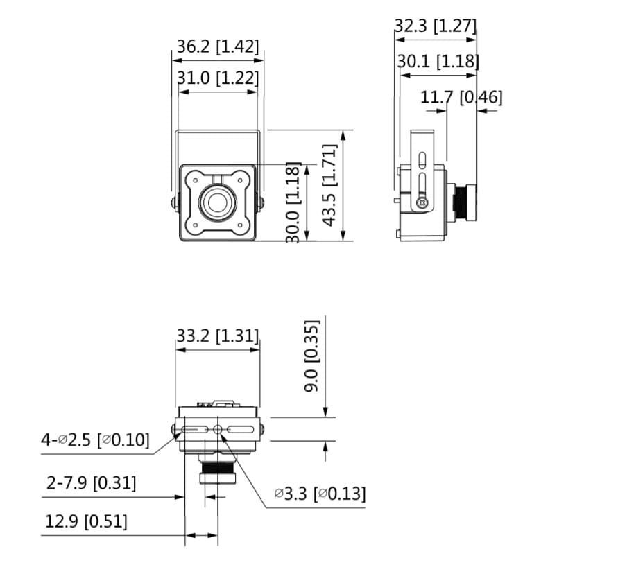 2 Mp HDCVI миниатюрная видеокамера Dahua DH-HAC-HUM3201BP-B (2.8 мм)