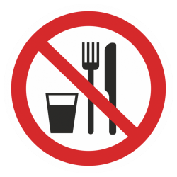 Фото 1 Наклейка запрещающая (Запрещается принимать пищу)