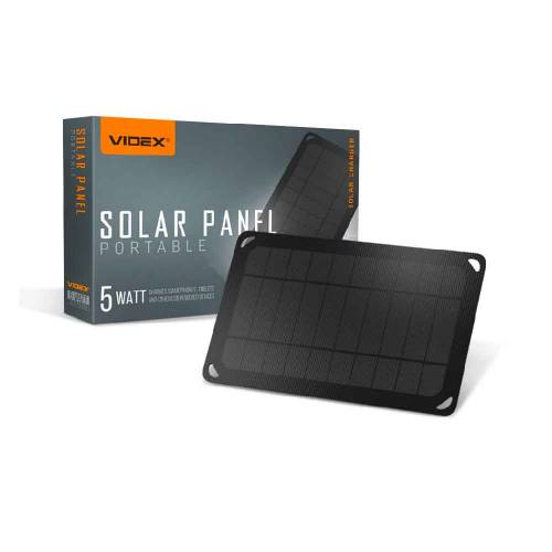 Фото Портативний зарядний пристрій сонячна панель VIDEX VSO-F505U 5 Вт