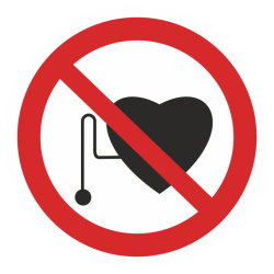 Фото 1 Наклейка запрещающая (Запрещается работа людей со стимуляторами сердечной деятельности)