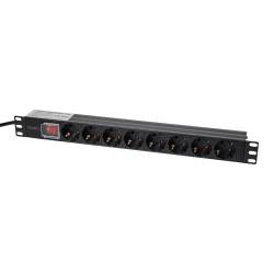 Фото 1 Блок розеток E-NET PDU/8M-16А Black для комутаційної шафи 19"