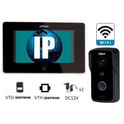 Фото 1 IP WiFi комплект для накладного монтажу відеодомофона Dahua DHI-VTO2111D-WP-VTH5221D