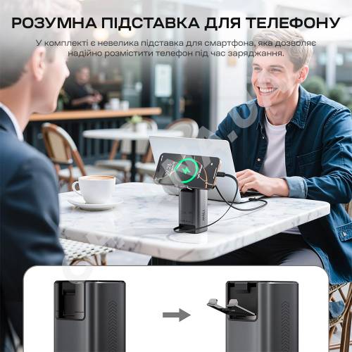 Фото Повербанк Choetech B815 20000мА·ч 130W Grey со встроенным кабелем