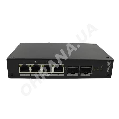 Фото 4-портовый управляемый PоE коммутатор Dahua DH-PFS4206-4P-120
