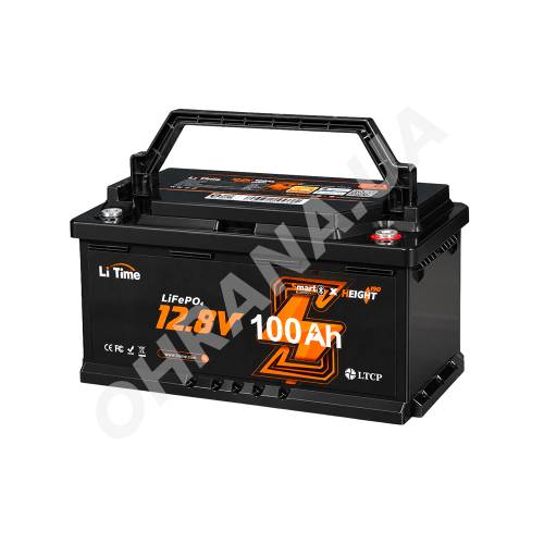 Фото Акумулятор LiFePO4 з Bluetooth  LiTime L12V100-100-H190-BT-4-AC150 12.8, 100 А·год
