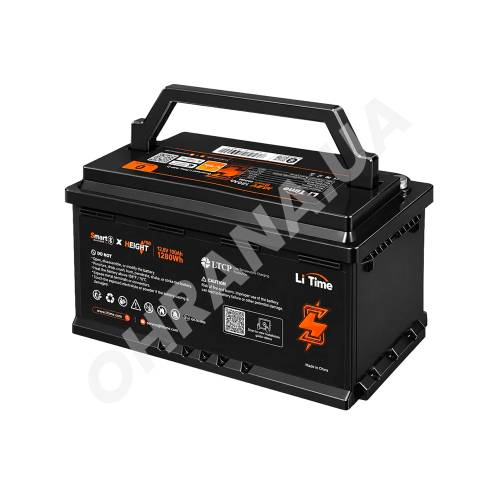 Фото Акумулятор LiFePO4 з Bluetooth  LiTime L12V100-100-H190-BT-4-AC150 12.8, 100 А·год