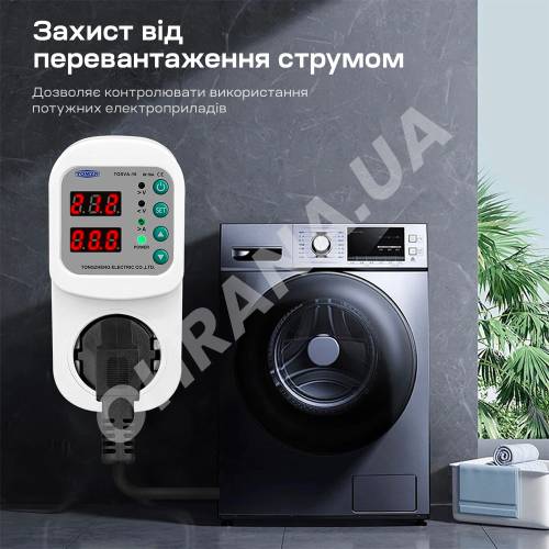Фото Реле контролю напруги та струму в розетку TOMZN TOSVA-16 EU 16A