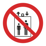 Фото Наклейка запрещающая (Запрещается пользоваться лифтом для подъема людей)
