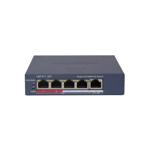 Фото 4-портовый управляемый PoE коммутатор Hikvision DS-3E1105P-EI/V2