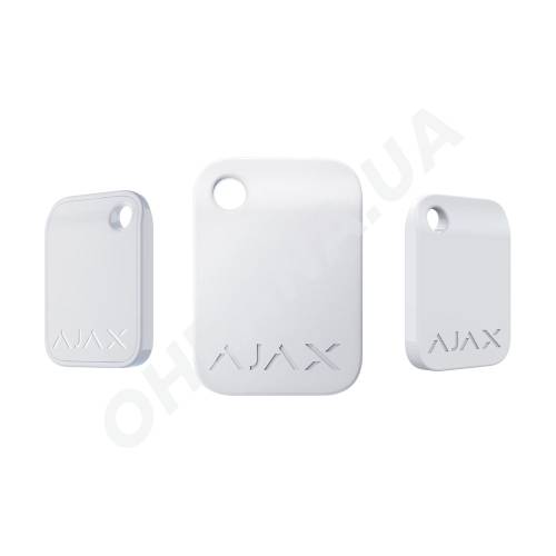 Фото Захищений безконтактний брелок для клавіатури Ajax Tag White (10шт)