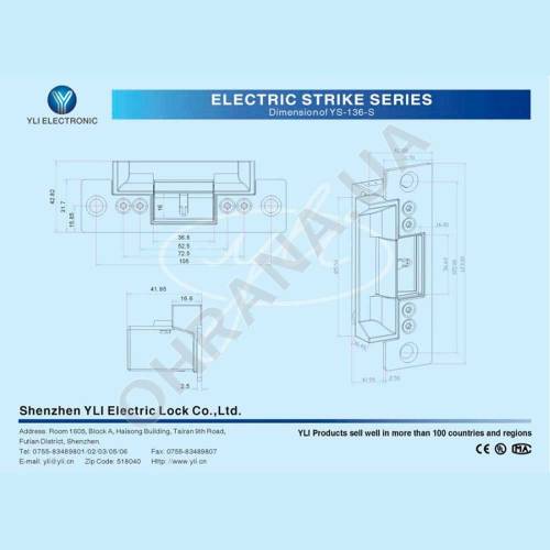 Фото Електромеханічна засувка Yli Electronic YS-136NC-S з датчиком стану