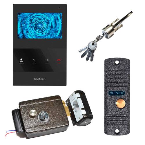 Фото Комплект домофона Slinex з викличної панеллю ML-16 HR Чорний + замок Atis Lock B