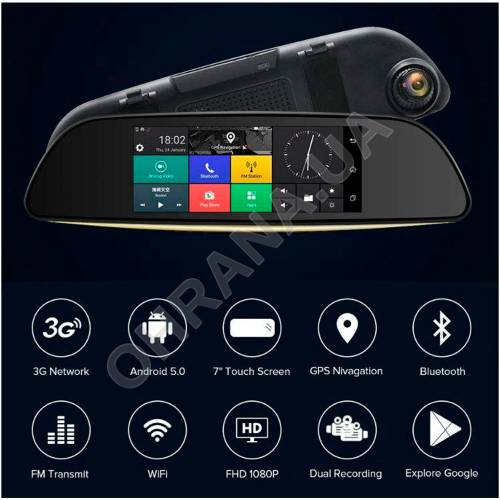 Фото 7" 3G, Bluetooth, Wi-Fi Зеркало регистратор Car DV570 1080P + камера заднего вида
