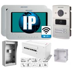 Фото 1 IP комплект 2 WiFi видеодомофона DS-KH6310-W + двухабонентская DS-KV8202-IM + PoE